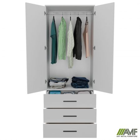 Фото 5 - Шафа гардеробна City 2-х дверна 3 шухляди (760х500х1930Н) Білий 