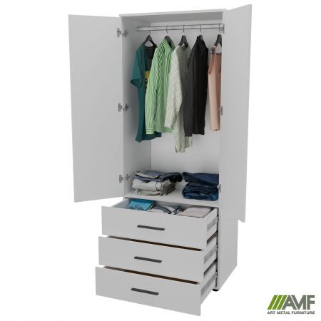 Фото 6 - Шафа гардеробна City 2-х дверна 3 шухляди (760х500х1930Н) Білий 