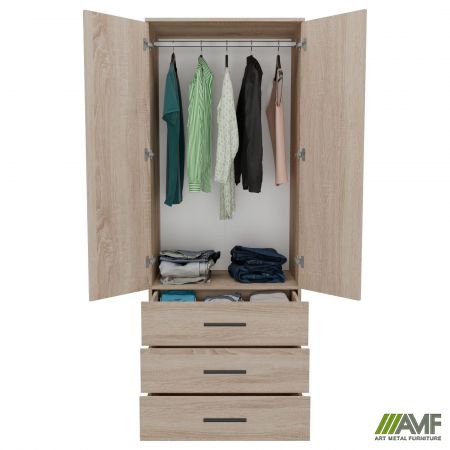 Фото 5 - Шафа гардеробна City 2-х дверна 3 шухляди (760х500х1930Н) Дуб Сонома 