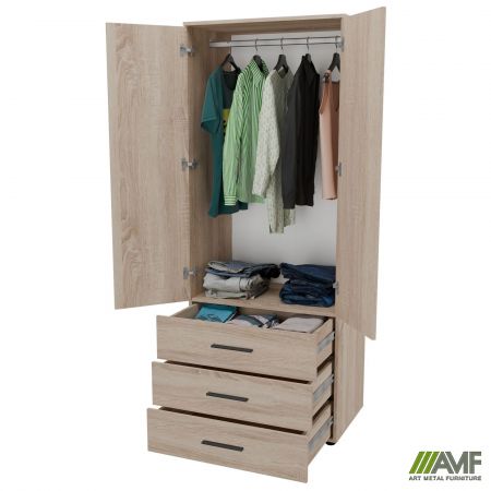 Фото 6 - Шафа гардеробна City 2-х дверна 3 шухляди (760х500х1930Н) Дуб Сонома 