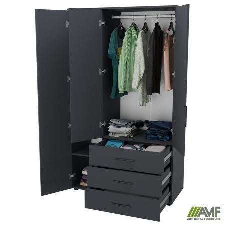 Фото 6 - Шафа гардеробна City 3-х дверна 3 шухляди ліва (1120х500х1930Н) Антрацит 