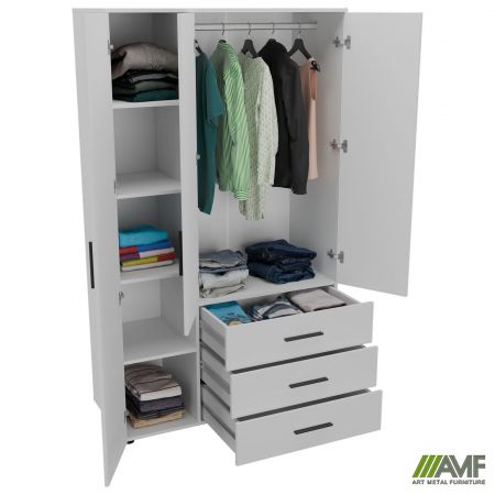 Фото 4 - Шафа гардеробна City 3-х дверна 3 шухляди ліва (1120х500х1930Н) Білий 