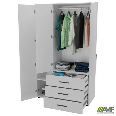 Фото 6 - Шафа гардеробна City 3-х дверна 3 шухляди ліва (1120х500х1930Н) Білий 