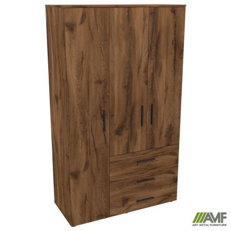 Фото 1 - Шкаф гардеробный City 3-х дверный 3 ящика левый (1120х500х1930Н) Дуб Ливорно 