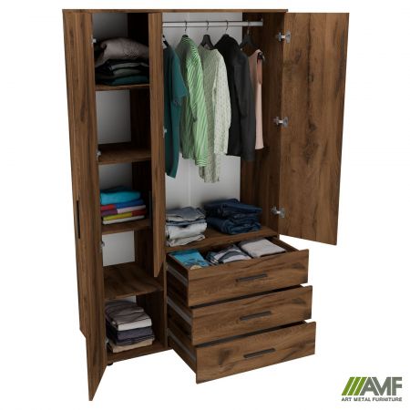 Фото 4 - Шкаф гардеробный City 3-х дверный 3 ящика левый (1120х500х1930Н) Дуб Ливорно 