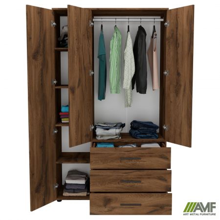 Фото 5 - Шкаф гардеробный City 3-х дверный 3 ящика левый (1120х500х1930Н) Дуб Ливорно 