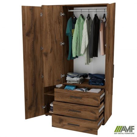 Фото 6 - Шкаф гардеробный City 3-х дверный 3 ящика левый (1120х500х1930Н) Дуб Ливорно 