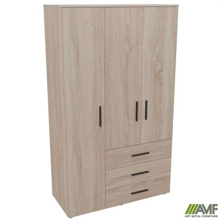 Фото 1 - Шафа гардеробна City 3-х дверна 3 шухляди ліва (1120х500х1930Н) Дуб Сонома 