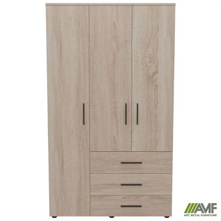 Фото 2 - Шафа гардеробна City 3-х дверна 3 шухляди ліва (1120х500х1930Н) Дуб Сонома 