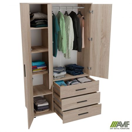 Фото 4 - Шафа гардеробна City 3-х дверна 3 шухляди ліва (1120х500х1930Н) Дуб Сонома 