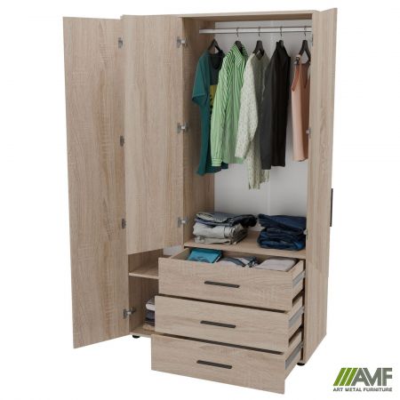 Фото 6 - Шафа гардеробна City 3-х дверна 3 шухляди ліва (1120х500х1930Н) Дуб Сонома 