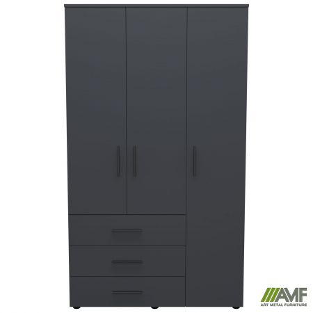 Фото 2 - Шафа гардеробна City 3-х дверна 3 шухляди права (1120х500х1930Н) Антрацит 