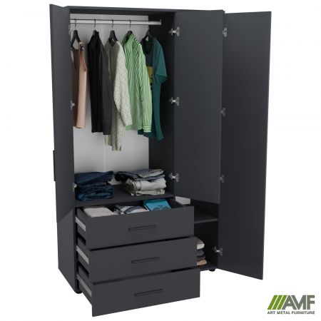 Фото 4 - Шафа гардеробна City 3-х дверна 3 шухляди права (1120х500х1930Н) Антрацит 