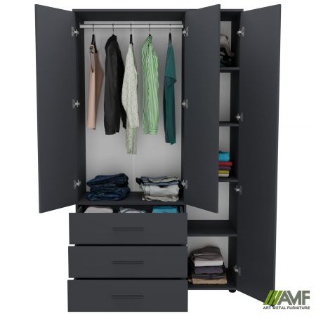 Фото 5 - Шафа гардеробна City 3-х дверна 3 шухляди права (1120х500х1930Н) Антрацит 