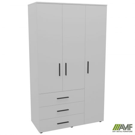 Фото 1 - Шафа гардеробна City 3-х дверна 3 шухляди права (1120х500х1930Н) Білий 
