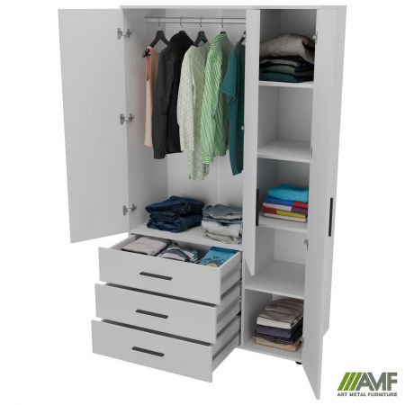 Фото 6 - Шафа гардеробна City 3-х дверна 3 шухляди права (1120х500х1930Н) Білий 