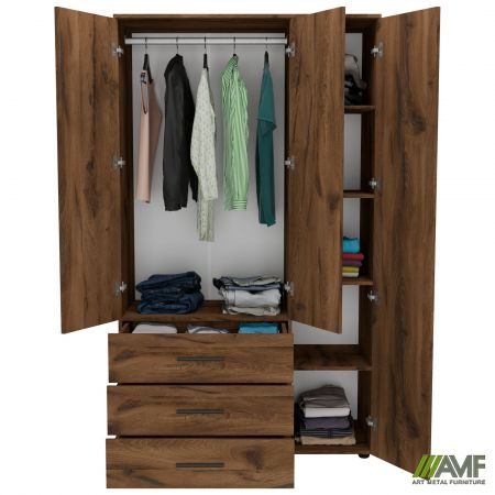 Фото 5 - Шкаф гардеробный City 3-х дверный 3 ящика правый (1120х500х1930Н) Дуб Ливорно 