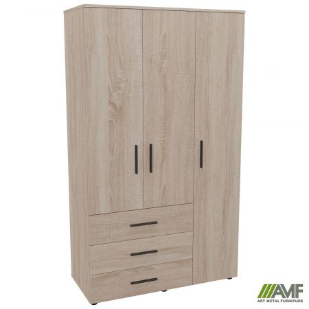 Фото 1 - Шафа гардеробна City 3-х дверна 3 шухляди права (1120х500х1930Н) Дуб Сонома 