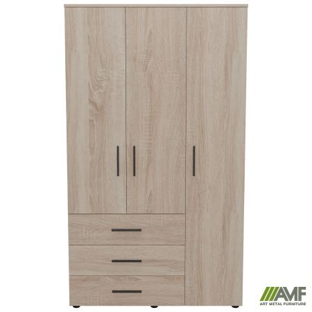 Фото 2 - Шафа гардеробна City 3-х дверна 3 шухляди права (1120х500х1930Н) Дуб Сонома 