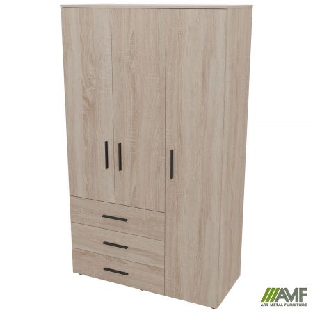 Фото 3 - Шафа гардеробна City 3-х дверна 3 шухляди права (1120х500х1930Н) Дуб Сонома 
