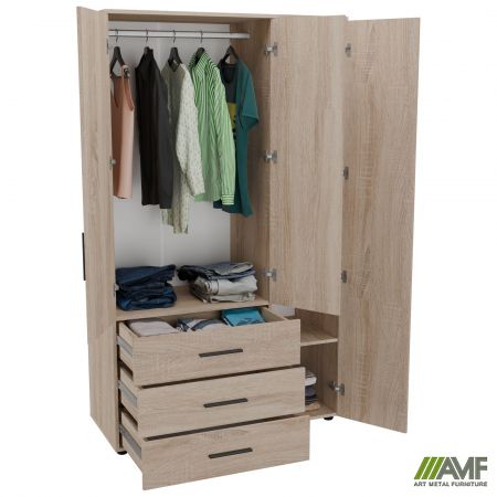 Фото 4 - Шафа гардеробна City 3-х дверна 3 шухляди права (1120х500х1930Н) Дуб Сонома 