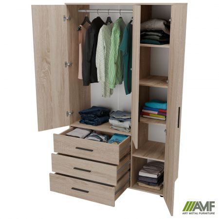 Фото 6 - Шафа гардеробна City 3-х дверна 3 шухляди права (1120х500х1930Н) Дуб Сонома 