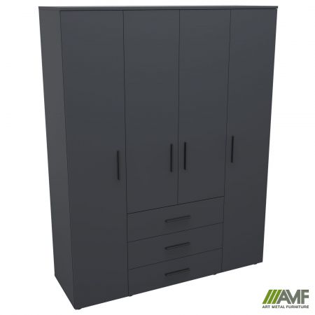 Фото 1 - Шафа гардеробна City 4-х дверна 3 шухляди (1500х500х1930Н) Антрацит 