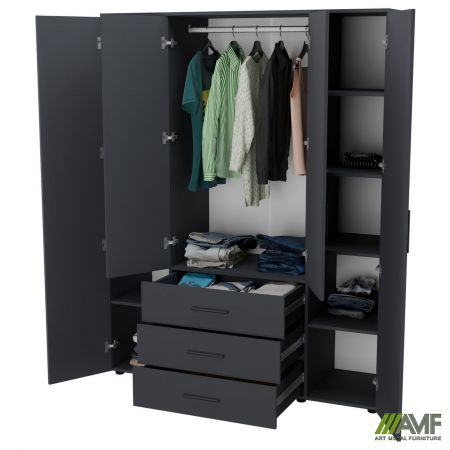 Фото 6 - Шафа гардеробна City 4-х дверна 3 шухляди (1500х500х1930Н) Антрацит 