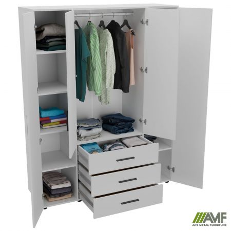 Фото 4 - Шафа гардеробна City 4-х дверна 3 шухляди (1500х500х1930Н) Білий 