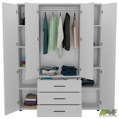 Фото 5 - Шафа гардеробна City 4-х дверна 3 шухляди (1500х500х1930Н) Білий 