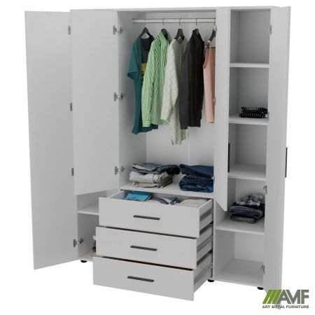 Фото 6 - Шафа гардеробна City 4-х дверна 3 шухляди (1500х500х1930Н) Білий 