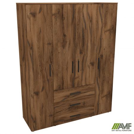 Фото 1 - Шкаф гардеробный City 4-х дверный 3 ящика (1500х500х1930Н) Дуб Ливорно 