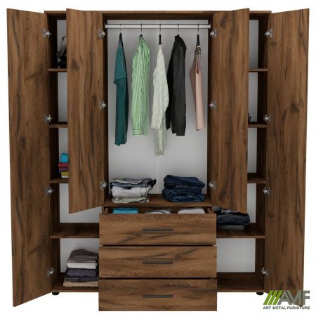 Фото 4 - Шкаф гардеробный City 4-х дверный 3 ящика (1500х500х1930Н) Дуб Ливорно 