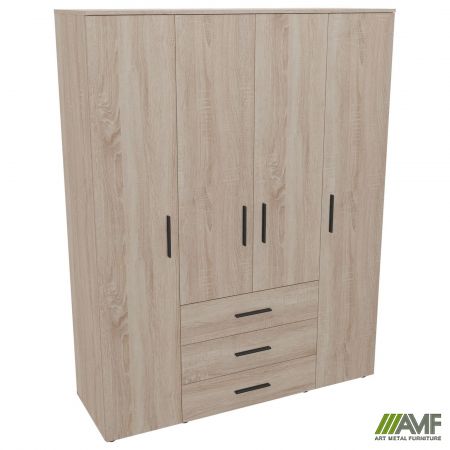 Фото 1 - Шкаф гардеробный City 4-х дверный 3 ящика (1500х500х1930Н) Дуб Сонома 