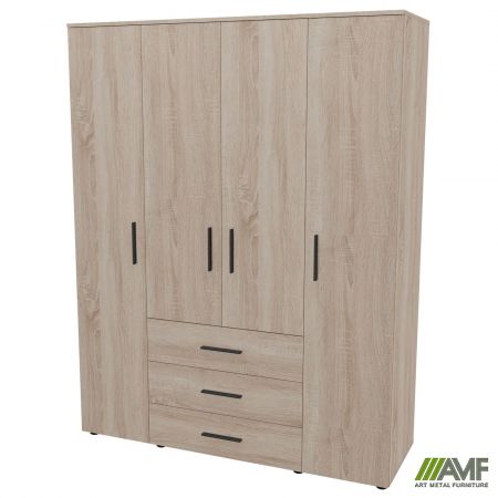 Фото 3 - Шкаф гардеробный City 4-х дверный 3 ящика (1500х500х1930Н) Дуб Сонома 