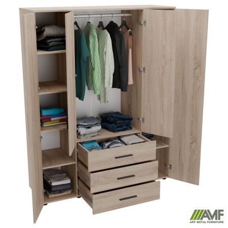 Фото 4 - Шкаф гардеробный City 4-х дверный 3 ящика (1500х500х1930Н) Дуб Сонома 