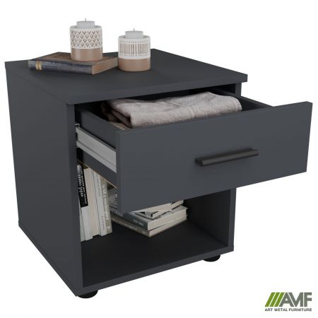 Фото 4 - Тумба приліжкова City одна шухляда (400х400х450Н) Антрацит 