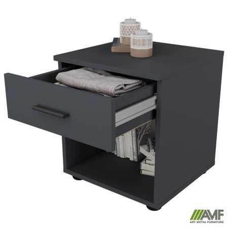 Фото 6 - Тумба приліжкова City одна шухляда (400х400х450Н) Антрацит 