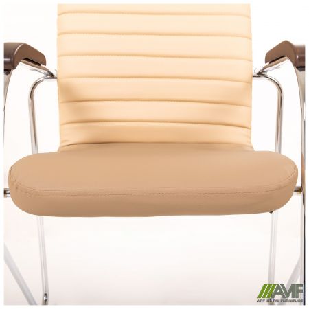Фото 9 - Стілець Rumba хром орех Шкірзам бежевий 