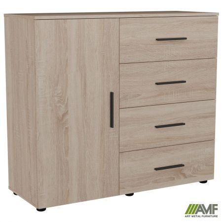 Комод City-421L четыре ящика одна дверь (1120х420х1000Н) Дуб Сонома 