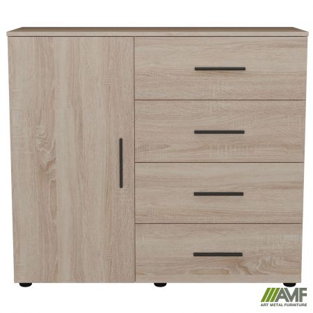 Фото 2 - Комод City-421L чотири шухляди одні двері (1120х420х1000Н) Дуб Сонома 