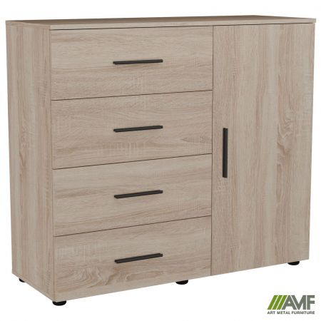 Комод City-421R четыре ящика одна дверь (1120х420х1000Н) Дуб Сонома 