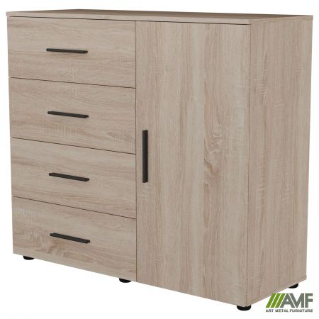 Фото 3 - Комод City-421R чотири шухляди одні двері (1120х420х1000Н) Дуб Сонома 