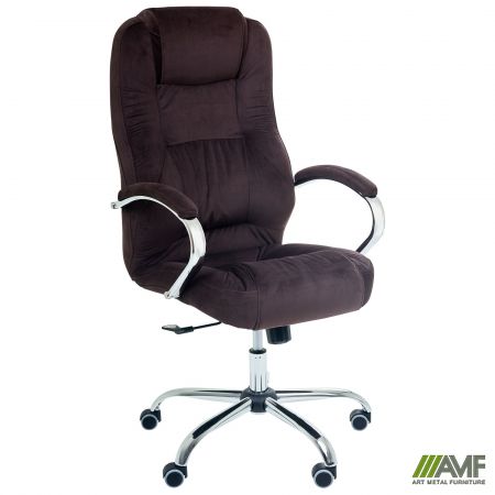 Фото 1 - Кресло Мустанг Anyfix Хром Кожа Люкс двухсторонняя Коричневая