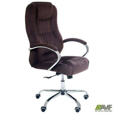 Фото 2 - Кресло Мустанг Anyfix Хром Кожа Люкс двухсторонняя Коричневая