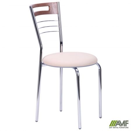 Фото 1 - Стул Монро хром сп. светлый орех, кожух серый, Неаполь N-17