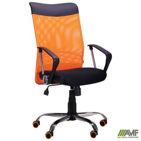 Фото 2 - Кресло АЭРО HB Line Color сиденье Сетка чёрная,Неаполь N-20/спинка Сетка оранжевая, вст.Неаполь N-20 