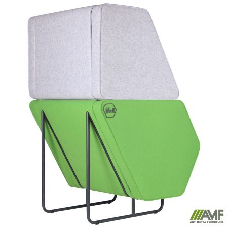 Фото 5 - Кресло Shell Фетр зеленый/Фетр светло-серый/Нео Dk.Grey, черный графит