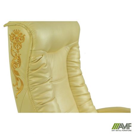 Фото 5 - Кресло Кинг Люкс МВ белый Мадрас дарк Сабия, вышивка Elite, нитки красные