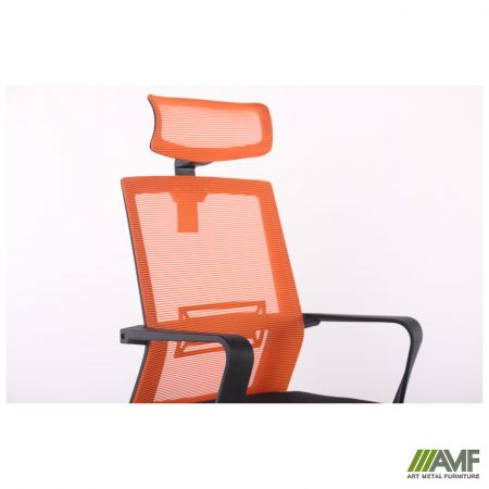 Фото 7 - Кресло Neon HR сиденье Саванна nova Black 19/спинка Сетка оранж